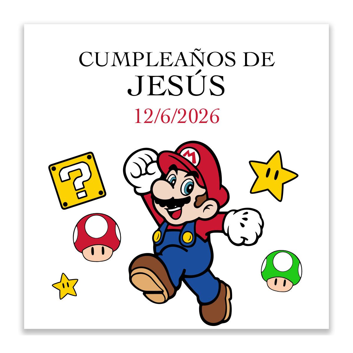 Adesivo personalizzato di Super Mario ideale per compleanni 5x5cm
