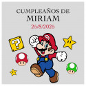 Adesivo trasparente personalizzato con design di videogiochi perfetto per compleanni 5x5cm