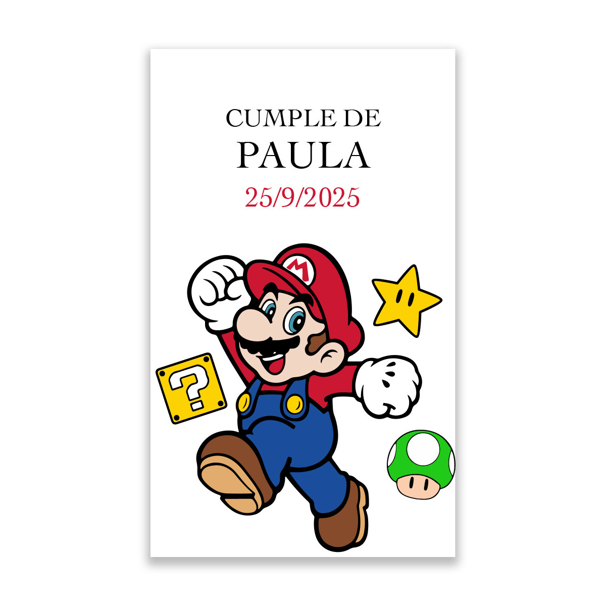 Adesivi personalizzati di Super Mario per eventi 3x5cm