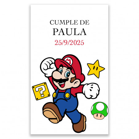 Adesivo super mario 3x5 rettangolare per personalizzazione