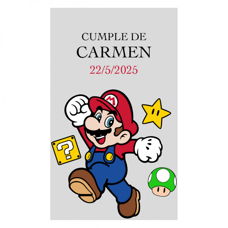 Adesivo personalizzato trasparente di Super Mario ideale per eventi speciali 5x3cm