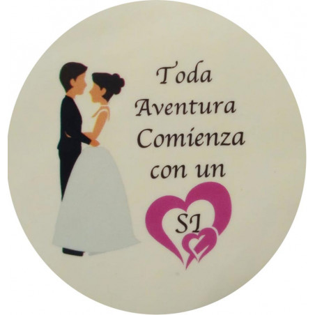 Scatola di legno con specchio presentata in una borsa rustica e adesivo per matrimoni