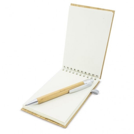 Libretto in bambù personalizzato per matrimonio con penna a sfera