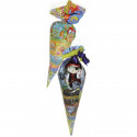 Cono de chuches con libro para colorear y caja con ceras personalizable en caja pirata para detalles