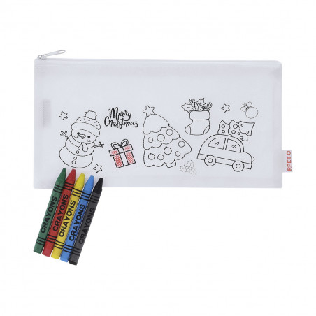 Set natalizio da colorare con pastelli e etichetta adesiva personalizzabile per dettagli