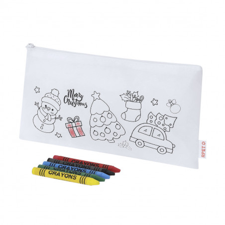 Set natalizio da colorare con pastelli e etichetta adesiva personalizzabile per dettagli