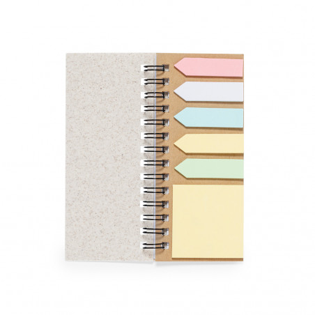 Quaderno con post-it e fogli con adesivi natalizi da personalizzare con una frase