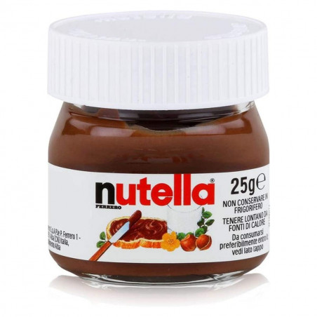 Nutella 25 grammi in barattolo di vetro con adesivo floreale personalizzato da 3 cm per i dettagli