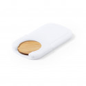 Supporto per cellulare con moneta di bambù personalizzato con adesivo di comunione in busta kraft