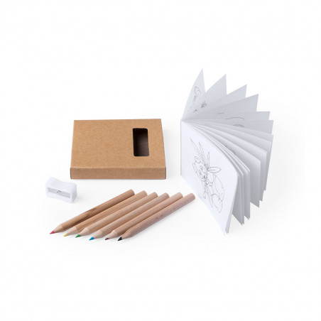 Scatola con disegni e colori per una colorazione personalizzata con un cono di caramelle per i dettagli
