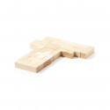 Tetris in legno presentato in una scatola personalizzata con adesivo di compleanno