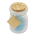Candela aromatica blu con tappo in sughero e biglietto personalizzato per Comunione di bambina