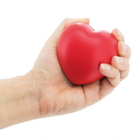 Cuore antistress rosso in busta di kraft con adesivo personalizzato
