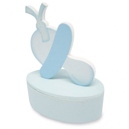 Scatolina per battesimo con ciuccio e coperchio magnetico personalizzato con un adesivo