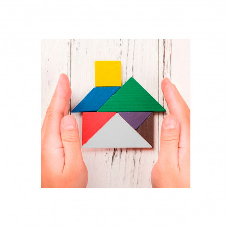 Puzzle di legno in sacchetto di cotone con adesivo di ringraziamento per dettagli