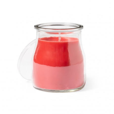 Candela aromatica rossa con adesivo romantico personalizzabile per dettaglio