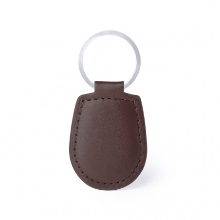 Portachiavi in polipelle marrone in astuccio kraft con adesivo personalizzato per matrimoni
