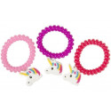 Braccialetto di unicorno e bollicine in sacchetto di organza viola con etichetta di unicorno per gli invitati