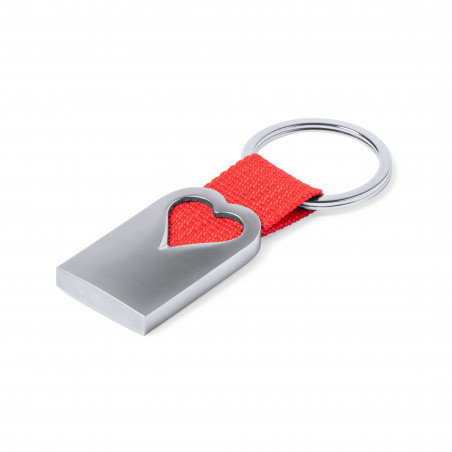 Portachiavi in alluminio a forma di cuore con nastro rosso in confezione regalo con adesivo romantico