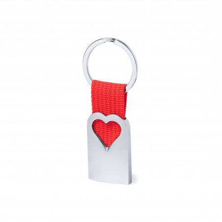 Portachiavi in alluminio a forma di cuore con nastro rosso in confezione regalo con adesivo romantico