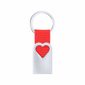 Portachiavi in alluminio a forma di cuore con nastro rosso in confezione regalo con adesivo romantico