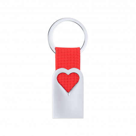 Portachiavi in alluminio a forma di cuore con nastro rosso in confezione regalo con adesivo romantico