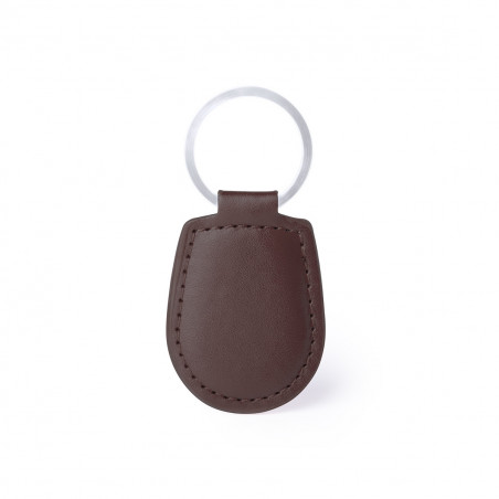 Portachiavi in polipelle marrone con adesivo di 2 cm per comunione da regalare