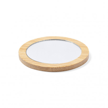 Specchio tascabile in legno con sacchetto rustico di presentazione