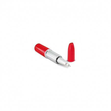 Penna a sfera design rossetto rosso con adesivo fiori per dettagli degli invitati