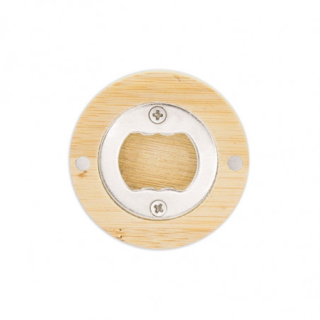 Apribottiglie magnetico con adesivo prima comunione bambina in delicata borsa di organza argento da regalare