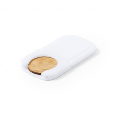 Supporto per cellulare con moneta di bambù e adesivo di battesimo design angelo rosa per dettagli degli ospiti