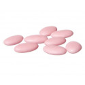 Confetti di cioccolato rosa in scatola di cartone kraft con adesivo personalizzabile per il battesimo di una bambina