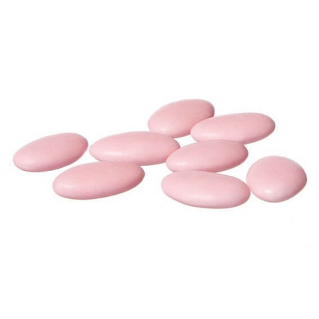 Confetti di cioccolato rosa in scatola di cartone kraft con adesivo personalizzabile per il battesimo di una bambina