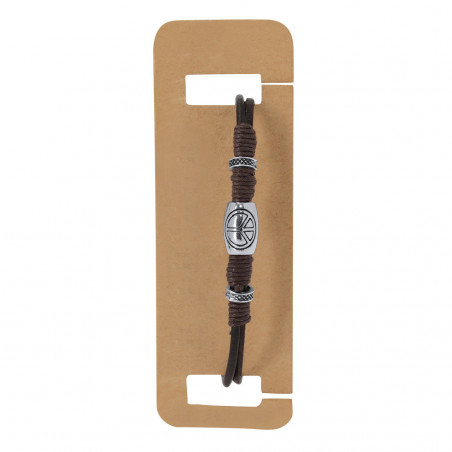 Bracciale in pelle con il simbolo della pace presentato in busta per battesimo