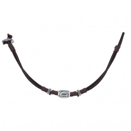 Bracciale in pelle con il simbolo della pace presentato in busta per battesimo