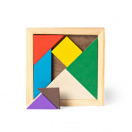 Tangram in legno con borsa verde per Natale
