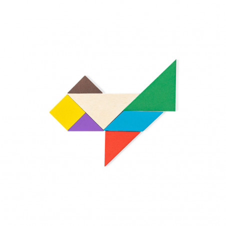 Tangram in legno con borsa verde per Natale