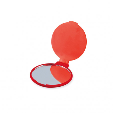 Specchio pieghevole rosso con romantico adesivo a forma di cuore personalizzabile da regalare