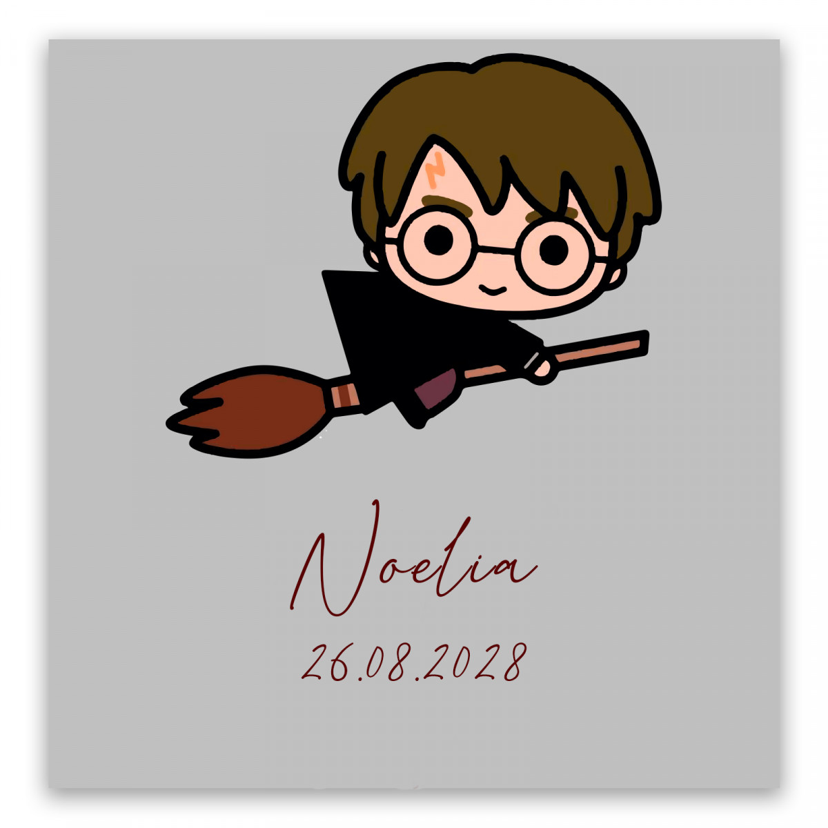 Adesivo quadrato 5x5cm ispirato a Harry Potter personalizzato