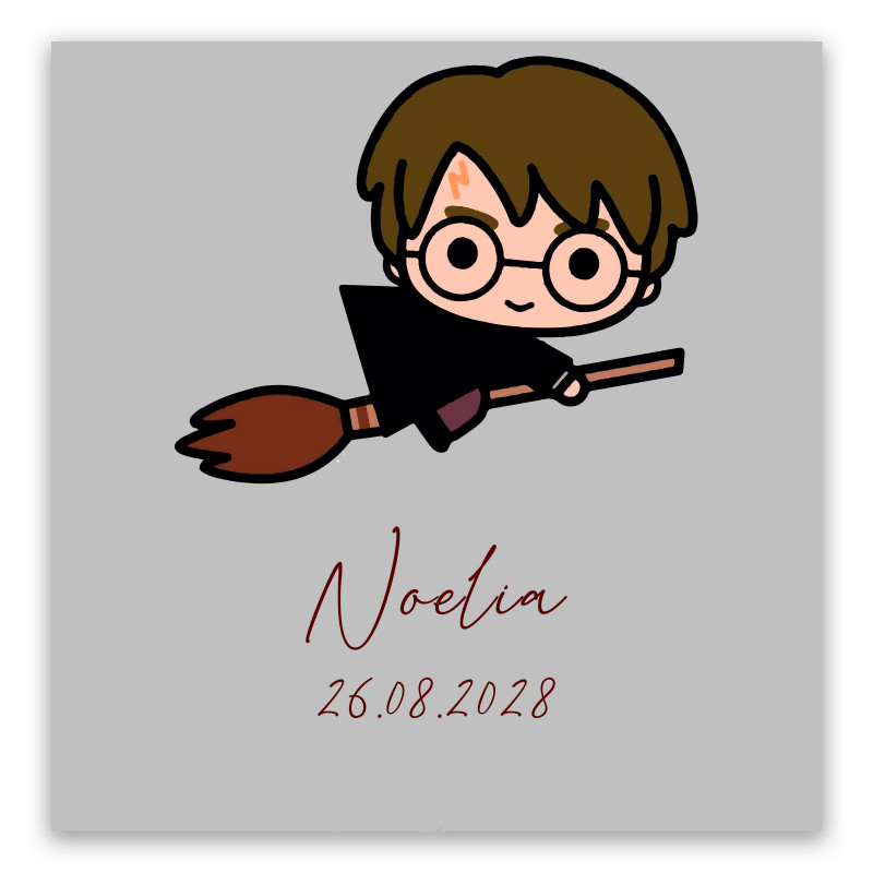 Adesivo quadrato 5x5cm ispirato a Harry Potter personalizzato