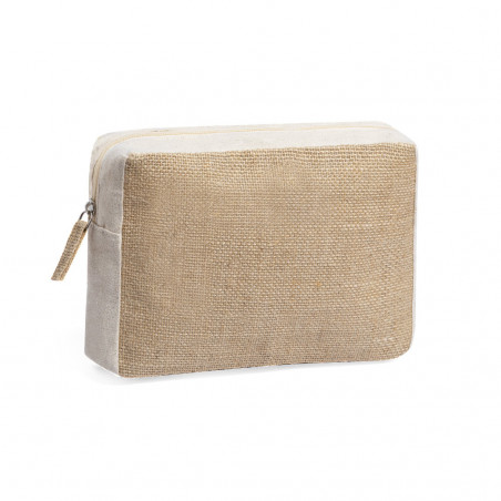Borsa da toilette in juta in sacchetto kraft con adesivo personalizzato