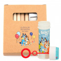 Estuche personalizzabile con fogli e matite colorate con bollicinatore bluey per dettagli eventi