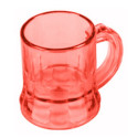 Bicchierino da shot rosso con lecca-lecca personalizzato e biglietto di ringraziamento in un sacchetto di stoffa decorato per