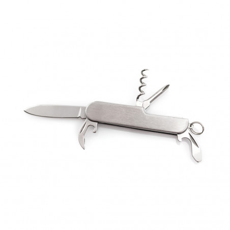 Coltello multiuso in argento con adesivo a forma di cuore personalizzabile per invitati maschili al matrimonio