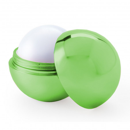 Balsamo per labbra a forma di sfera con scatola personalizzata e adesivo