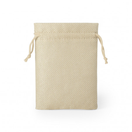 Candela e lecca-lecca personalizzati con adesivo in una rustica borsa regalo per matrimonio