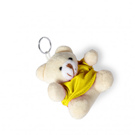 Portachiavi di peluche personalizzato in sacchetto di tela per battesimi