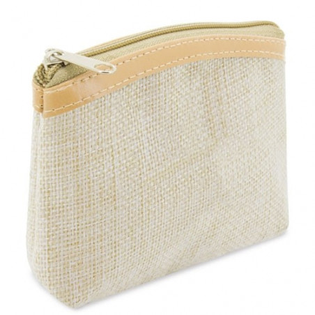 Portafoglio beige con targa floreale personalizzata