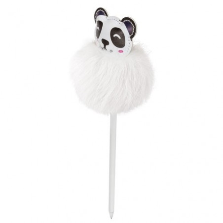 Zaino pieghevole per bambini con orsetto panda e penna con pompon abbinato