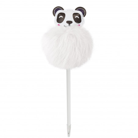 Zaino pieghevole per bambini con orsetto panda e penna con pompon abbinato